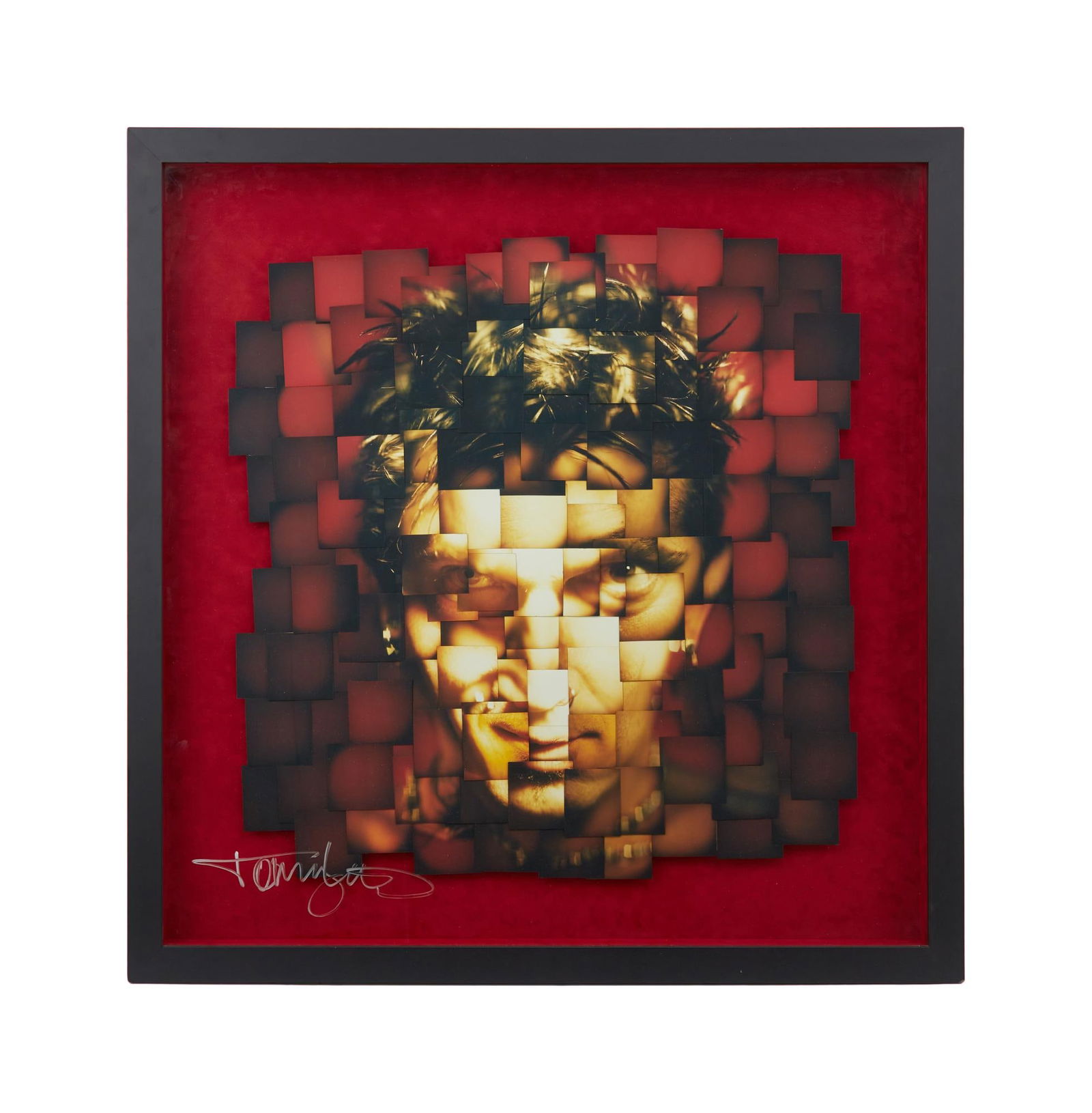 Tommy Lee | 2002 Signed "Never a Dull Moment" Photo Mosaic Album Artwork Proof: A large album proof artwork for Tommy Lee's debut solo album Never a Dull Moment, featuring a mosaic of photographs that make up a photo of Lee's face, from the personal collection of Lee. Sig