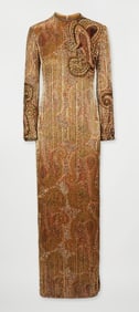 Bob Mackie | 1985 Embellished Paisley Patterned Evening Gown