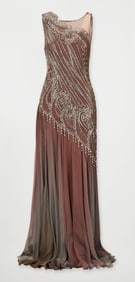 Bob Mackie | Paisley Beaded Chiffon Evening Gown