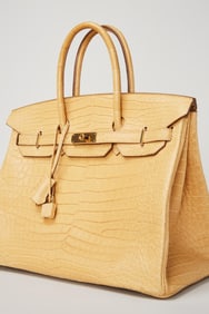 Hermes | 2016 Jaune Poussin Porosus Crocodile Retourne 35 CM Birkin