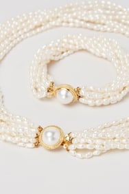 Elizabeth Debicki | Princess Diana The Crown Pearl Bracelet with Matching Necklace