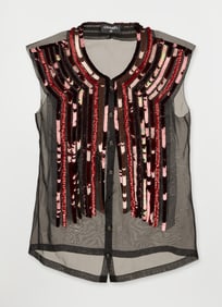 Chanel | Sequin Black Silk Blouse