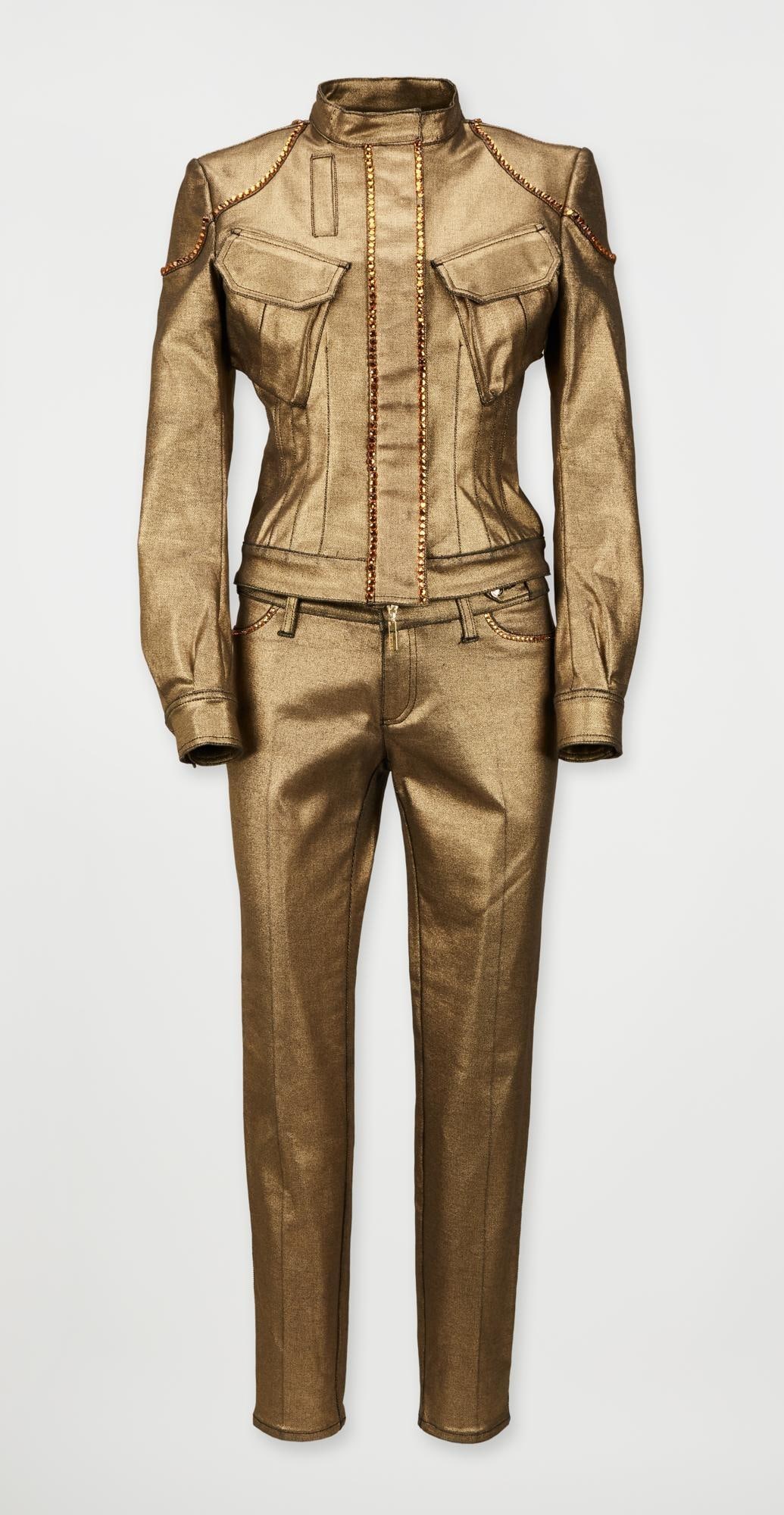 Melanie C. Sporty Spice | 2007 Spice Girl Reunion Tour Roberto Cavalli Bronze Denim Ensemble (With: A stage-worn, embellished two-piece bronze denim ensemble designed by Roberto Cavalli for Melanie Chisholm a.k.a Sporty Spice for the 2007/2008 Spice Girl Reunion. Melanie C. wears this specific garme