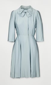 Attributed Charles James for Samuel Winston | 1950s Pale Blue Silk Day Dress