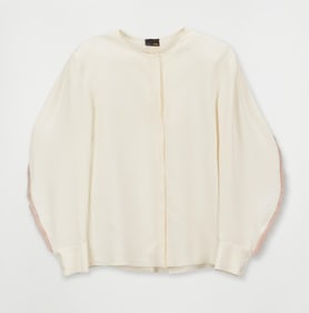 Fendi | Karl Lagerfeld Era Silk Crepe Blouse with Mink Fur Trim