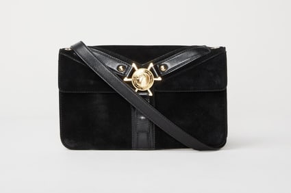 Versace | Medusa Emblem Black Suede Crossbody Handbag