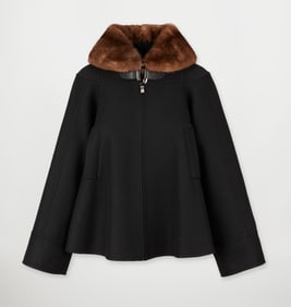Hermes | Cashmere Trapeze-Style Cape Coat with Mink Collar
