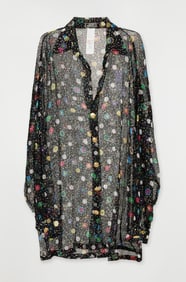 Elizabeth Taylor | 1990s Versace Patterned Mesh Blouse