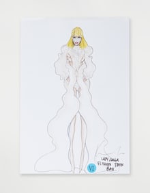 Lady Gaga | 2010 Francesco Scognamiglio Signed Illustration for Elton John's 12th Annual White Tie