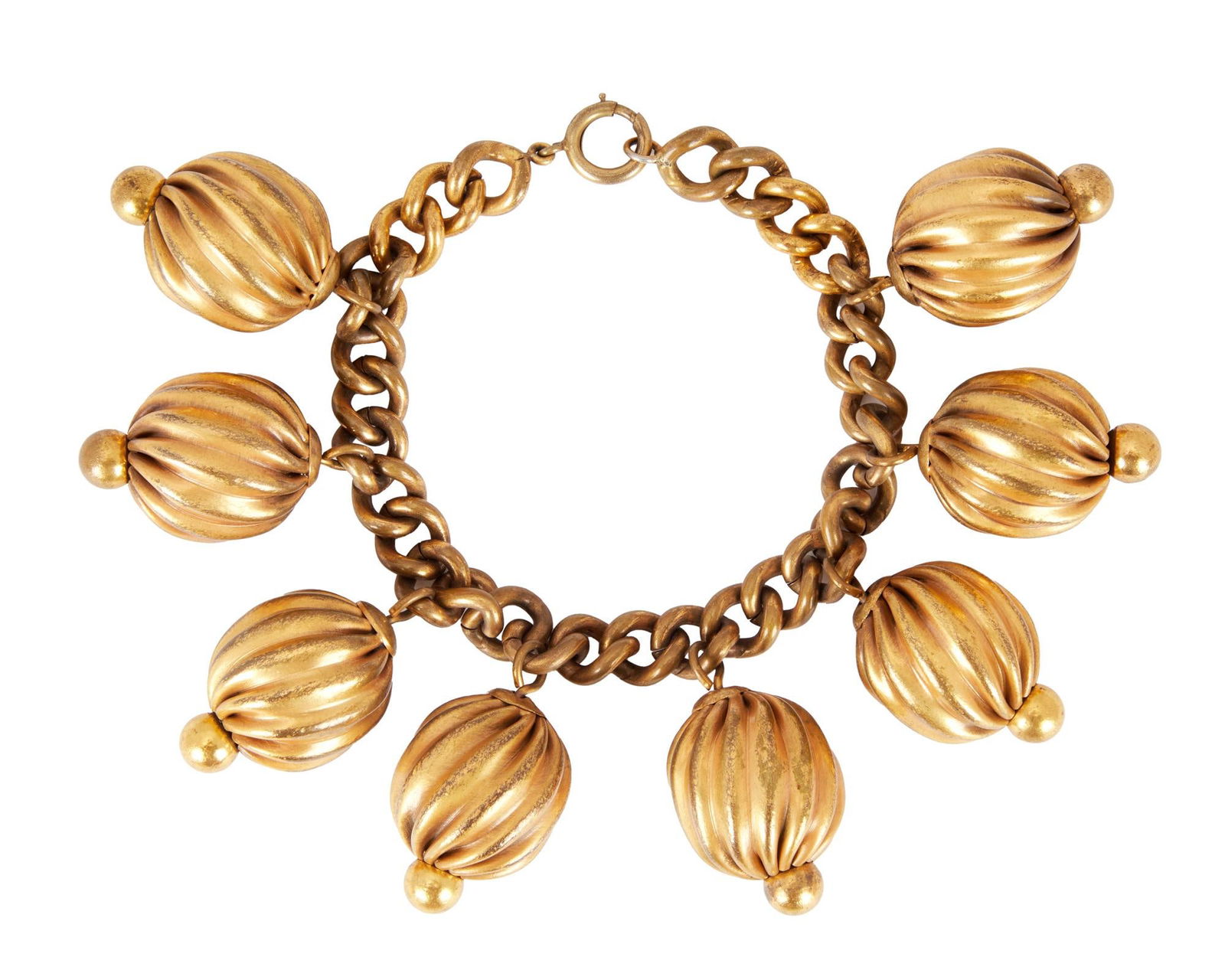 Marlene Dietrich | Bracelet from "The Flame of New Orleans" by Joseff: Universal, 1941; a goldplate chain adorned with eight large decorative charms, worn by the star in the historical comedy film. Length; 8 inches