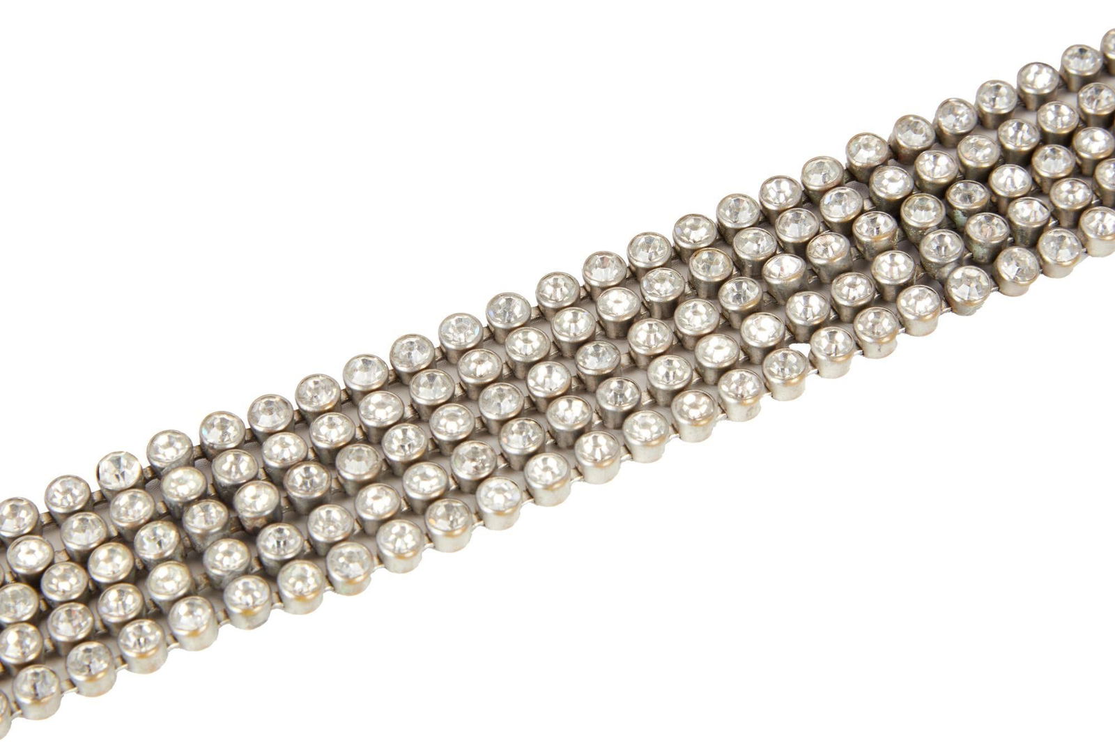 Jane Russell | Choker from "Montana Belle" by Joseff: RKO, 1952; a piece comprised of five strands of rhinestones with a ribbon closure; worn by the actress in the Western. Just the Rhinestone Section; 8.5 x 1 inches