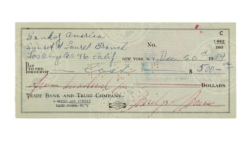 Marilyn Monroe | 1954 Signed Check Endorsed by Milton H. Greene