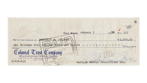 Marilyn Monroe | 1959 Signed Check