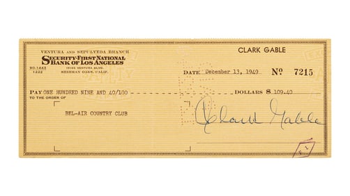 Clark Gable | 1949 Signed Check