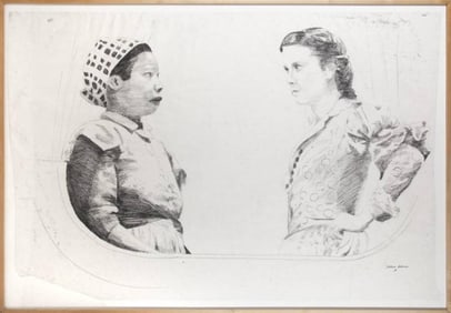 Vivien Leigh & Butterfly McQueen | 1989 Huge Sketch Related to "Gone With The Wind"