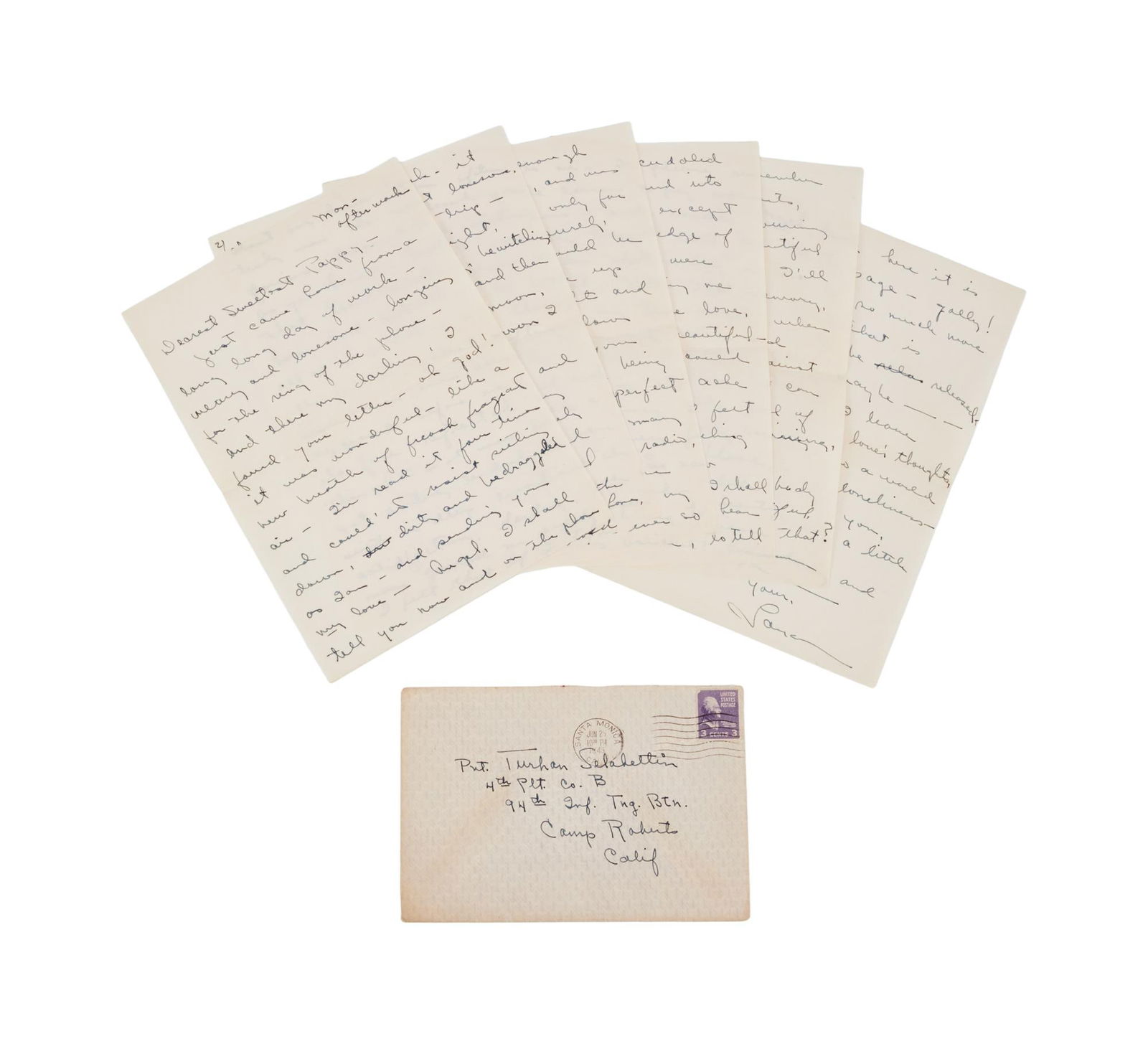 Lana Turner | 1945 Long Handwritten Love Letter to Turhan Bey (1 of 2)