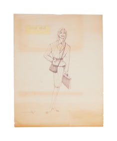 Diane Keaton | Three "Baby Boom" Original Costume Designs for Diane Keaton with Crew Photo