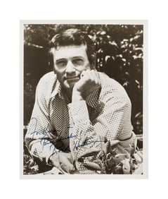 Rock Hudson | 1975 Signed Black and White Headshot and Rare 1950s Contact Sheet