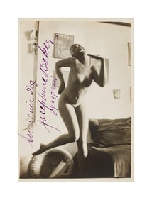 Josephine Baker | 1930 Signed Sepia Photo of Nude Statue