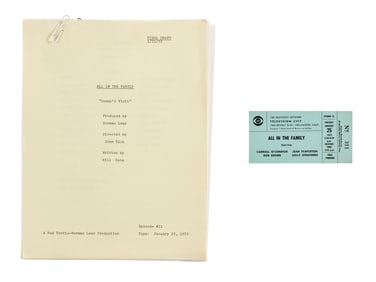 All in the Family | 1972 Script and Taping Ticket from the "Sammy's Visit" Episode