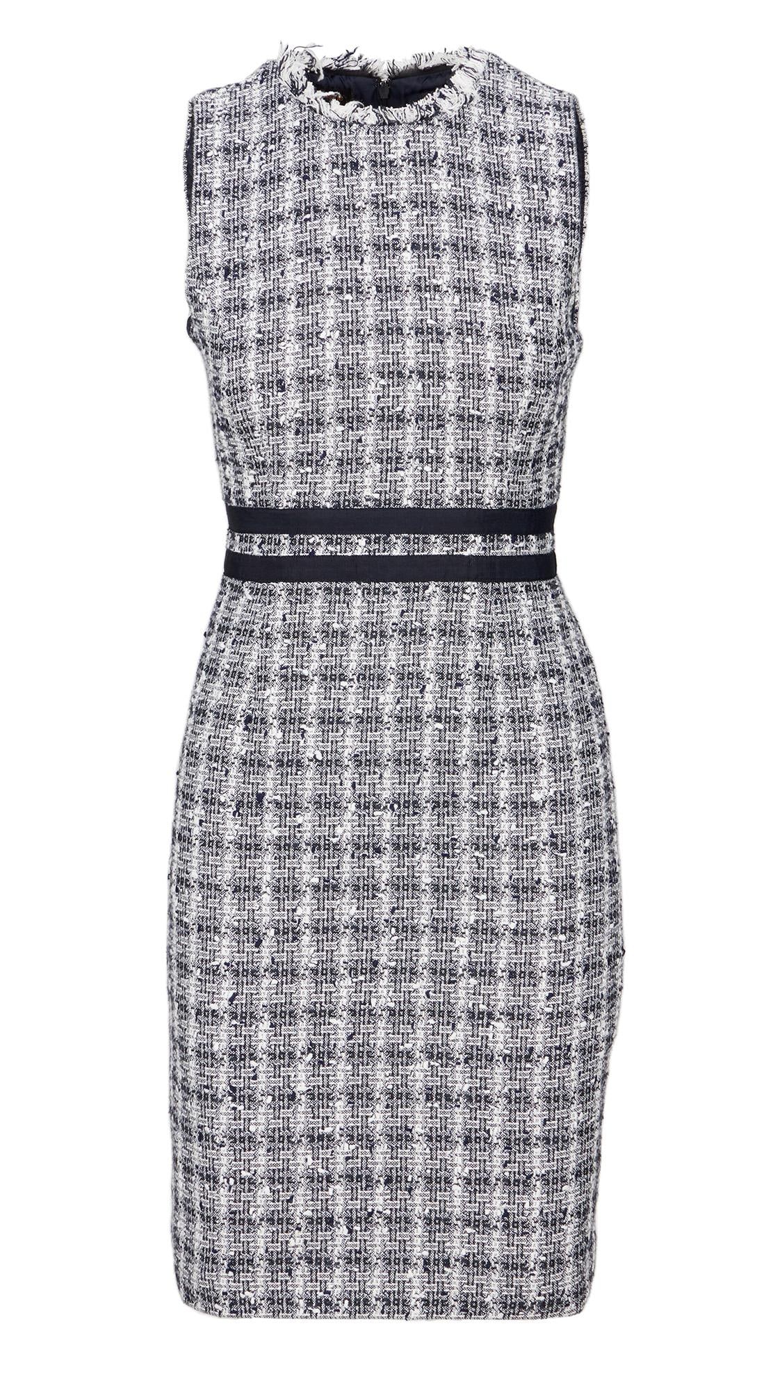 Reese Witherspoon | 2020 Dresses from "Little Fires Everywhere": Hulu Cable Television, 2020; a group of two; the first a navy blue and white nubby cotton-blend sheath dress, label reads in part "Brooks Brothers / 6"; the second a light blue cotton-blend