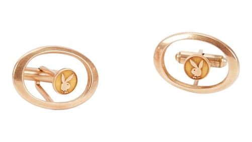 Playboy | Hugh Hefner Owned and Sondra Theodore Gifted 14k Gold Playboy Bunny Cufflinks