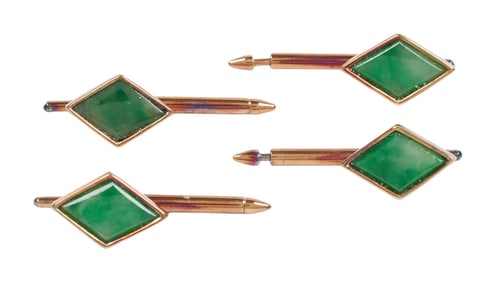 Richard Chamberlain | Four 18K Yellow Gold and Jade Shirt Studs