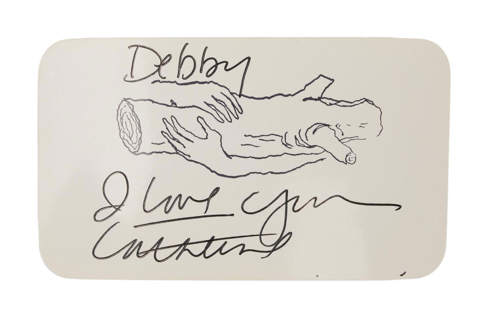 Twin Peaks | Catherine Coulson ("The Log Lady") Signed Card: A card signed by Catherine Coulson, best known for playing "The Log Lady" in David Lynch and Mark Frost's landmark television series Twin Peaks (ABC, 1990 - 1991). The card fea