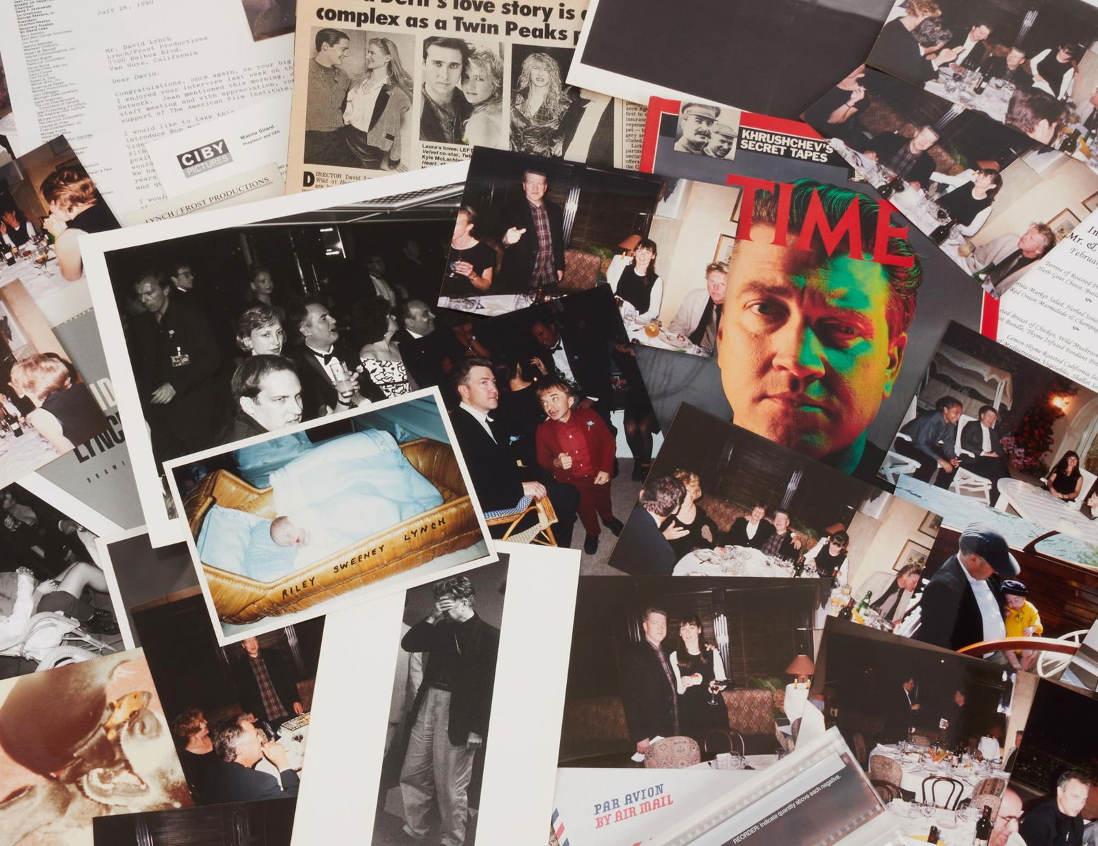 David Lynch | Personal Photos and Ephemera: A collection of personal photographs and ephemera related to filmmaker David Lynch. Includes a photograph of Lynch's son with his handwriting on the picture, "RILEY SWEENEY LYNCH." Also
