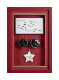 David Lynch | Ringo Starr "Peace" Sunglasses Display Case, with Notes Signed by Lynch and Ringo