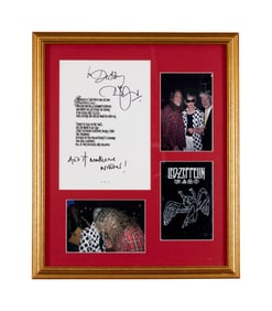 David Lynch | Robert Plant Signed "Stairway to Heaven" Lyric Page with Photos
