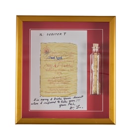 David Lynch | Signed "Sting's 40th Birthday Invitation" Display Case