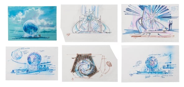 WestCOT | Signed "World Fountain" Concept Art with Detail Sketches (5)