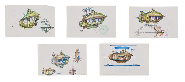 Finding Nemo Submarine Voyage | Signed Preliminary Attraction Submarine Sketches (5)