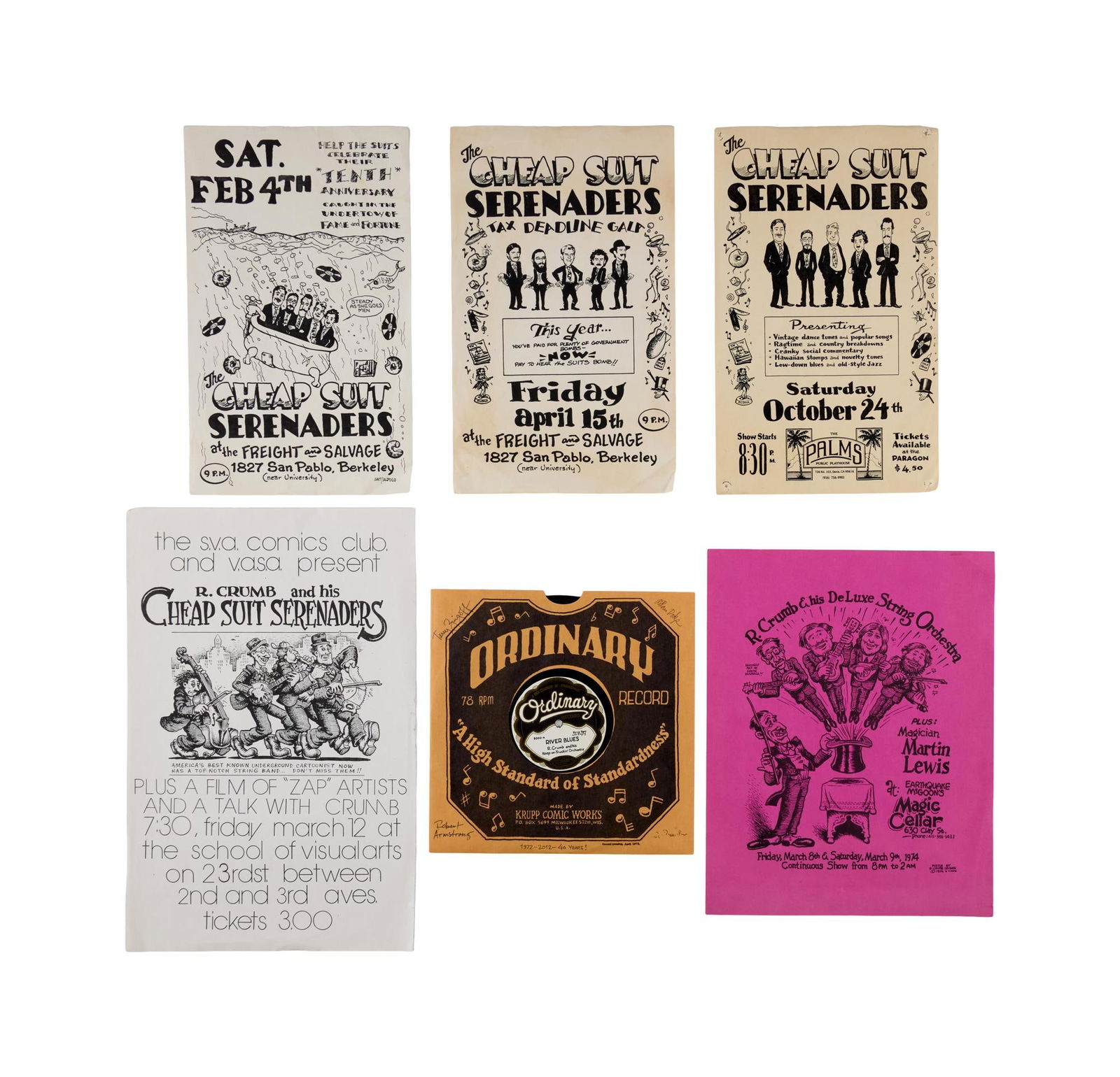 Crumb | "Cheap Suit Serenaders" Band-Signed 78RPM Vinyl Record with Flyers (1 of 4)