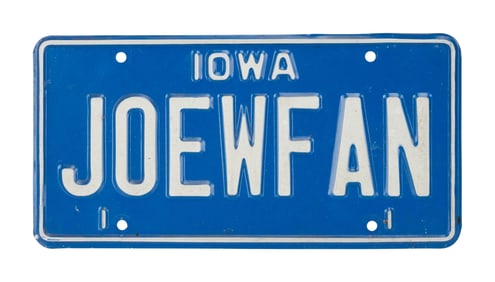 Joe Walsh | Iowa "JOEWFAN" License Plate