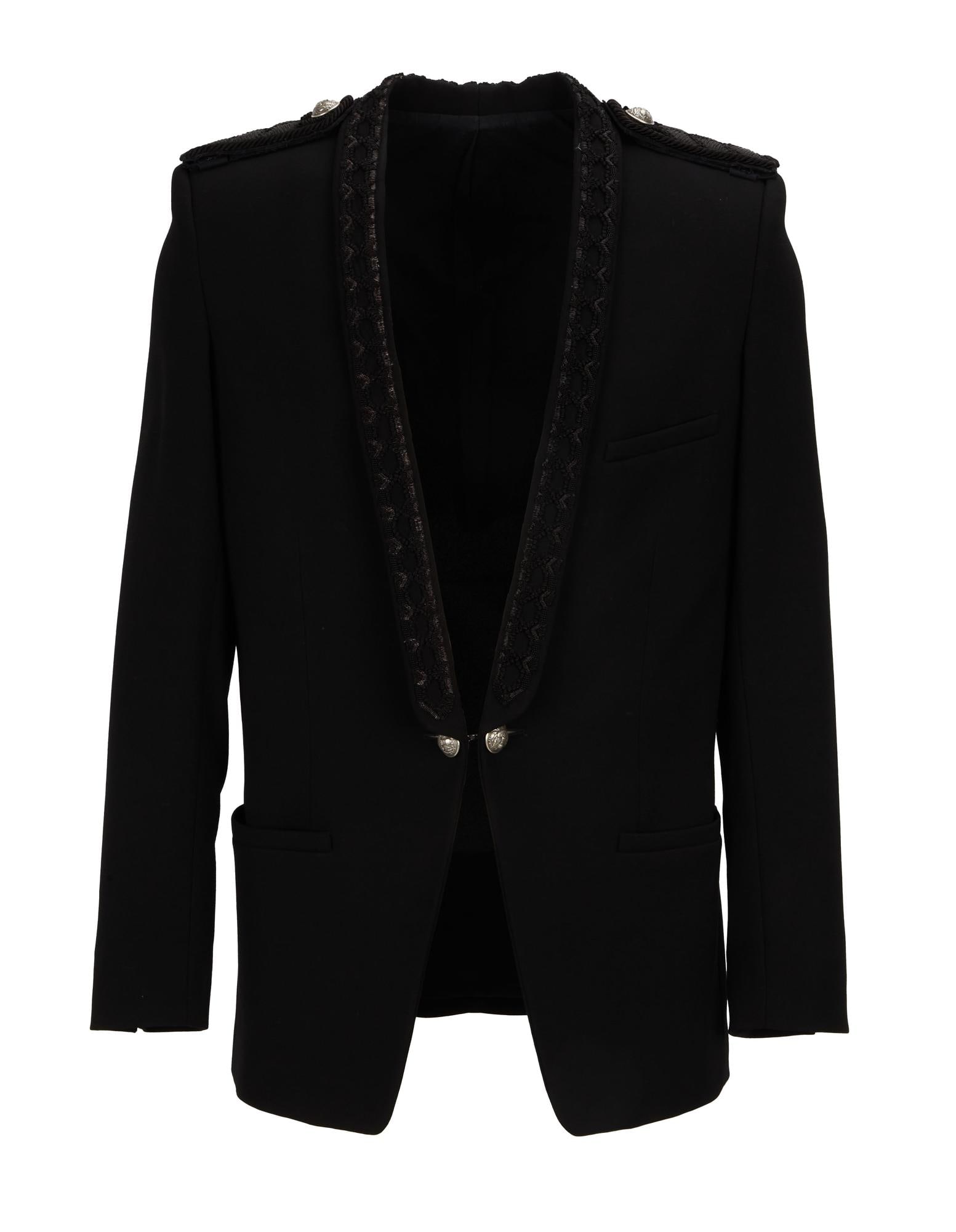 Joe Walsh | 2014 Event-Worn Balmain Blazer: A black Balmain Paris blazer, worn by Joe Walsh on January 20, 2014 to an event held at the El Rey Theatre in Los Angeles, CA, hosted by The David Lynch Foundation honoring Ringo Starr with the &ldquo