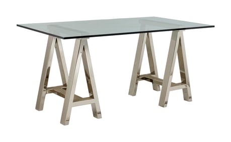 Joe Walsh | Chrome and Glass Sawhorse Table
