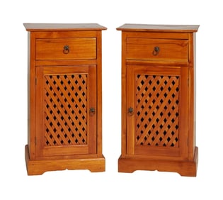 Joe Walsh | Pair of Indian Wood Nightstand Tables
