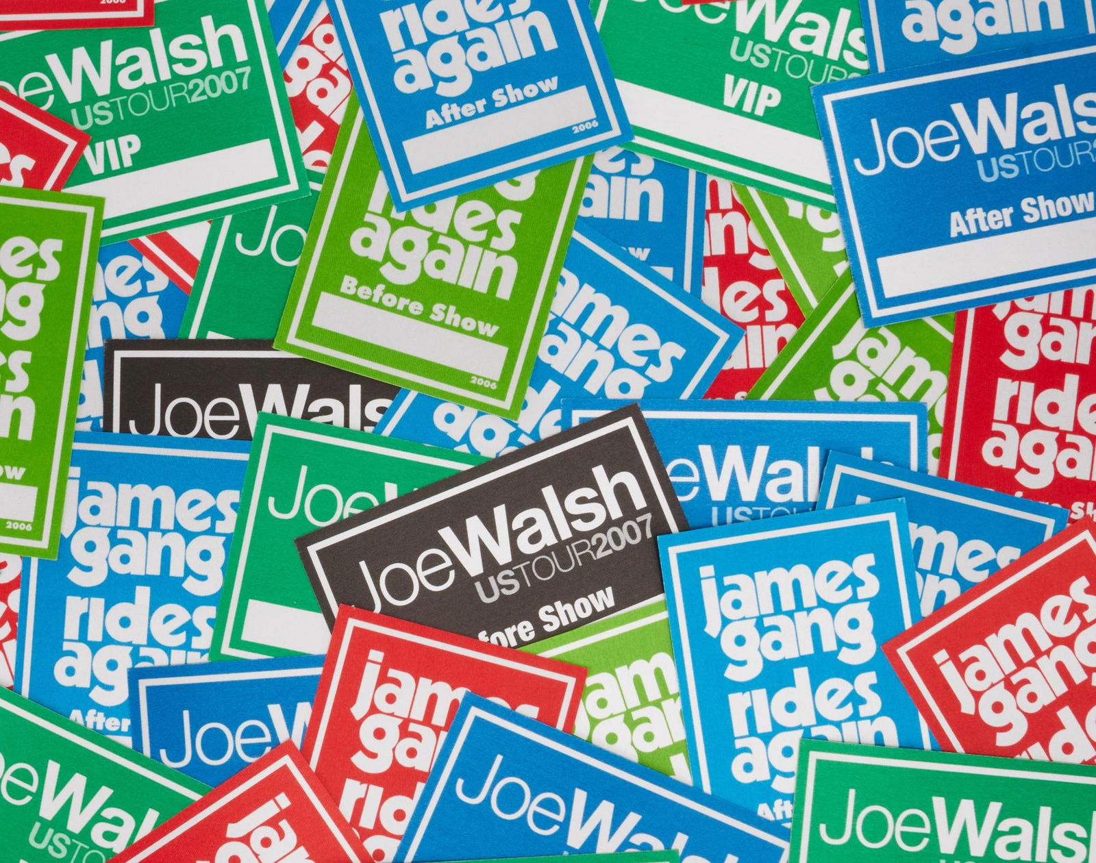 Joe Walsh | 2006 "James Gang Rides Again" and 2007 "Joe Walsh Tour" Backstage Passes (1 of 2)