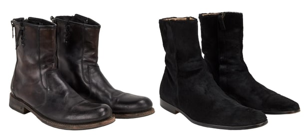 Joe Walsh | Black Leather and Fur Ankle Boots