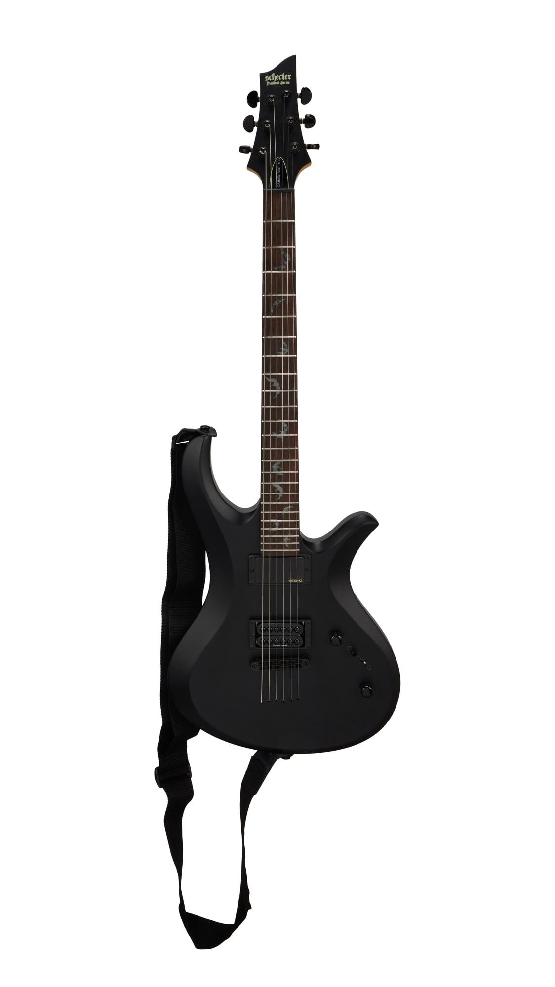 Joe Walsh | Stage Played Schecter Damien Riot 6 Electric Guitar, Matte Black With Photo: A 2011 Schecter Damien Riot 6 electric guitar, serial #W11062050, in matte black finish. Stage played by Joe Walsh on tour in 2012 including at Naperville Ribfest on July 3rd and with Ringo Starr at t