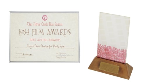 Harry Dean Stanton | "Paris, Texas" Award and Certificate