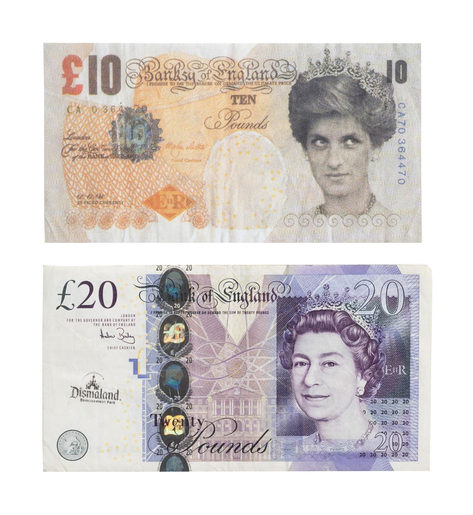 Whoopi Goldberg | After Banksy Dismaland Di-Faced Tenner and Queen Elizabeth Note from Banksy of (1 of 2)