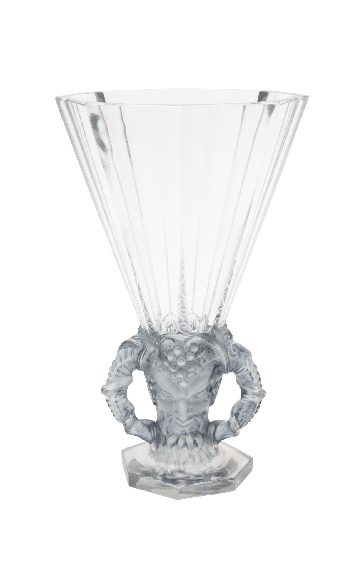 Whoopi Goldberg | Lalique Faune Vase: A Lalique Faune vase with a patinated frosted molded glass figure originally designed in 1931. With wheel engraved "Lalique" mark. Marcilhac no. 1062. Please note: there is a flea-bite chip