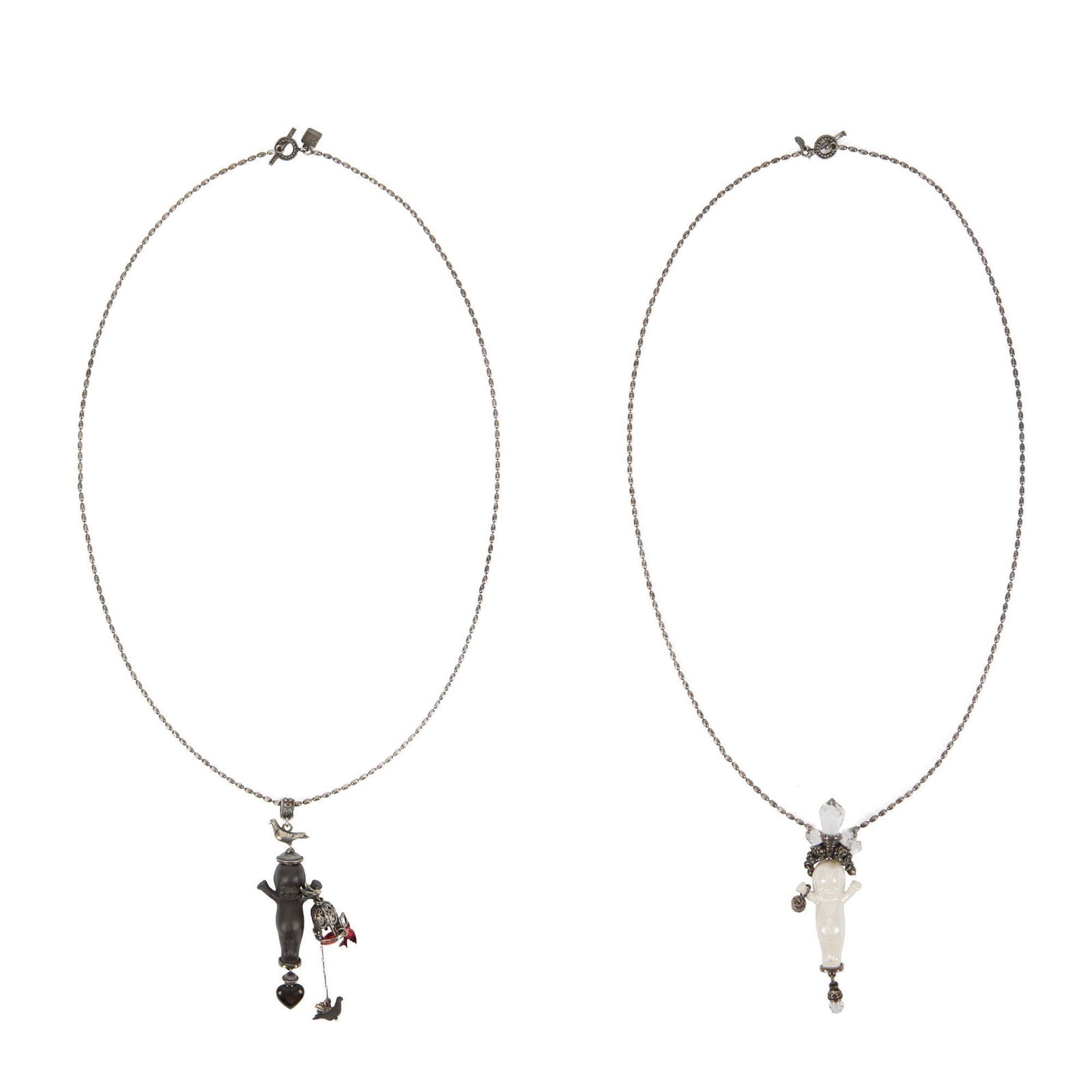 Whoopi Goldberg | 2014 "The View" and Event-Worn Gem Kingdom Sterling Silver and Porcelain Happy: A pair of necklaces, one worn by Whoopi Goldberg on season 17 of The View and one worn at the SNL 40th Anniversary Special at 30 Rockefeller Plaza in New York City on February 15 2015. Online images o