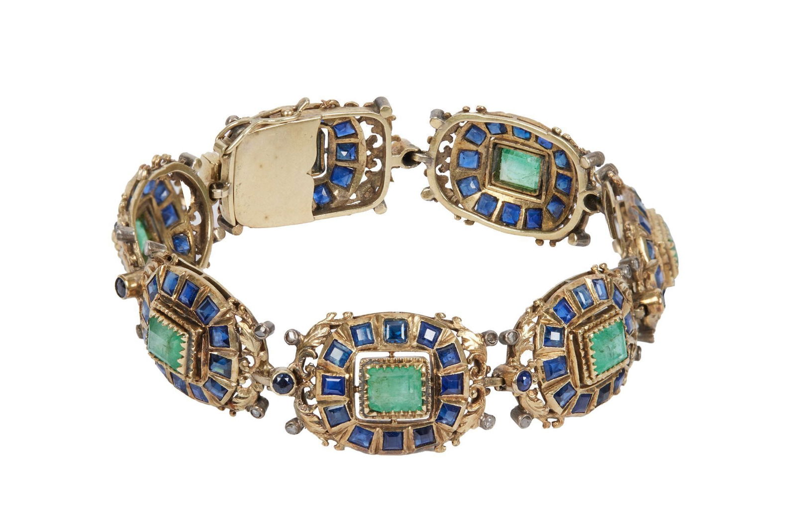Whoopi Goldberg | 14k Yellow Gold Emerald and Sapphire Bracelet (1 of 3)