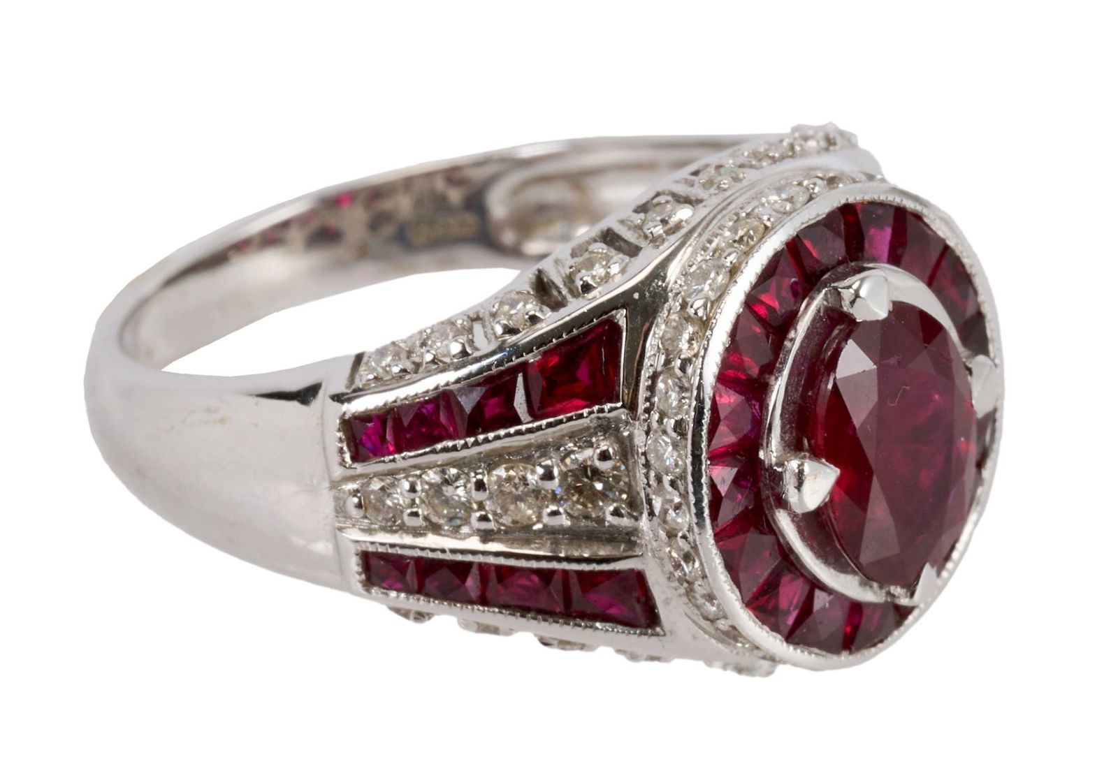Whoopi Goldberg | 18k White Gold Ruby and Diamond Ring (1 of 4)