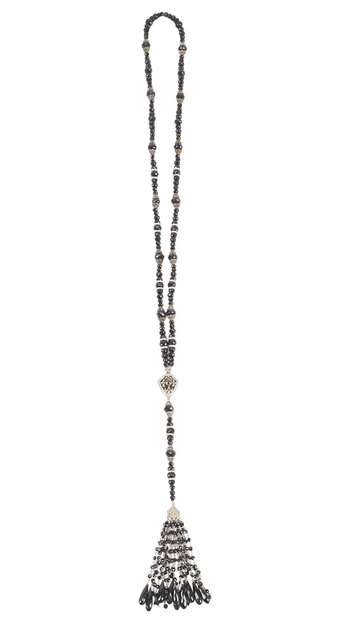 Whoopi Goldberg | Lazaro Onyx Bead and Diamond Sautoir Tassel Necklace (1 of 4)