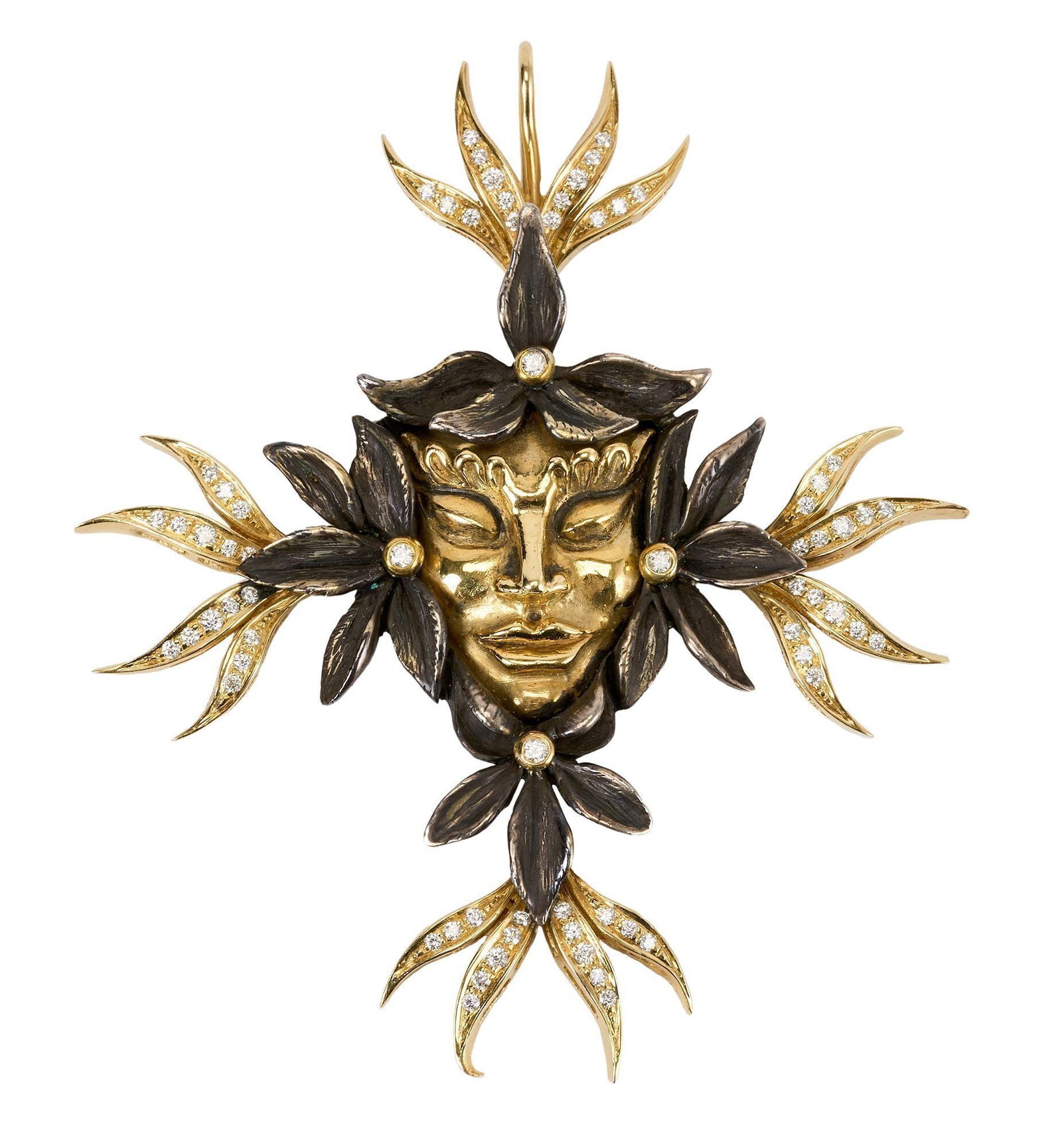 Whoopi Goldberg | 18k Yellow Gold Sterling Silver and Diamond Pendant (1 of 3)